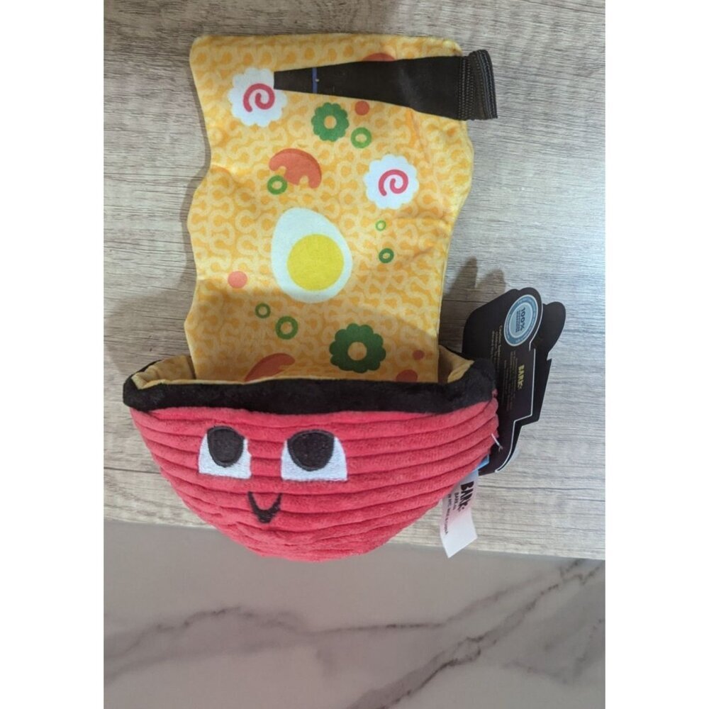 Bark Box Plush Ramen-Themed‎ Dog Toy With Crinkle & Squeaker size L  new